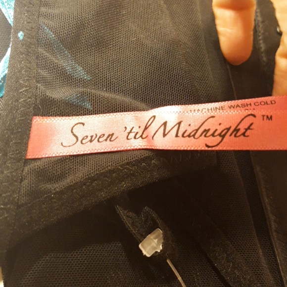 ☆Brand NEW☆Sexy Lace Push-Up Teal Blue & Black Bustier/G-String/Corset Set-Small - Picture 10 of 16